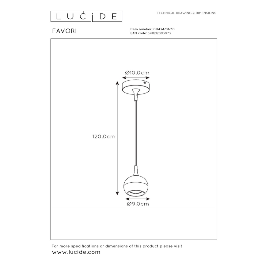 Lucide 09434/01/30 - Csillár zsinóron FAVORI 1xGU10/5W/230V fekete