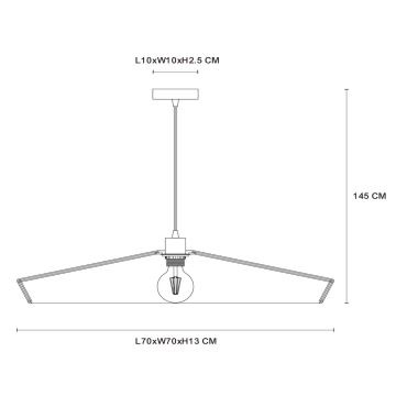 Lucide 10413/70/72 - Csillár zsinóron YUNKAI 1xE27/60W/230V átm. 70 cm barna