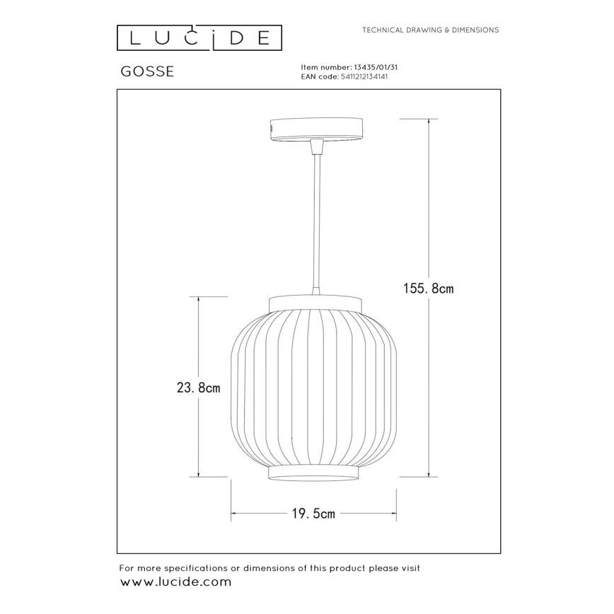 Lucide 13435/01/31 - Csillár zsinóron GOSSE 1xE27/40W/230V