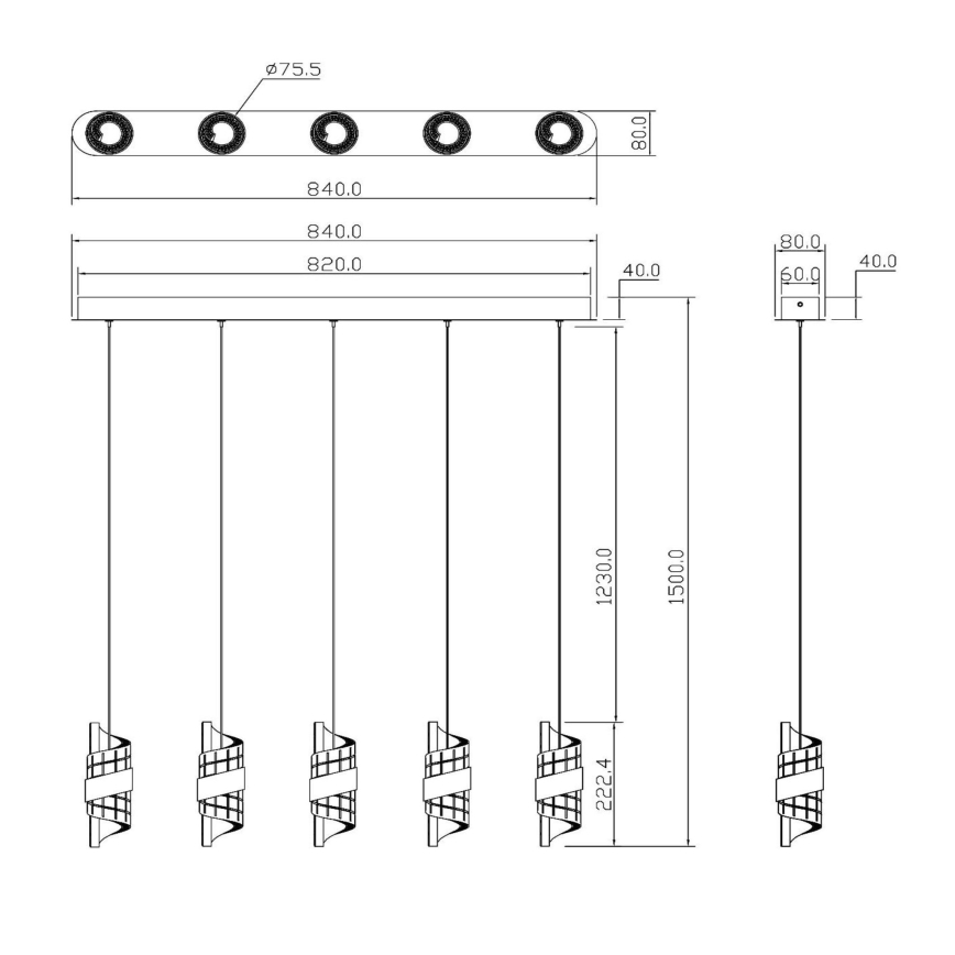 Lucide 13496/35/30 - LED Dimmelhető csillár zsinóron KLIGANDE 5xLED/7,8W/230V