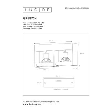 Lucide 22969/24/30 - LED Dimmelhető spotlámpa GRIFFON 2xGU10/12W/230V