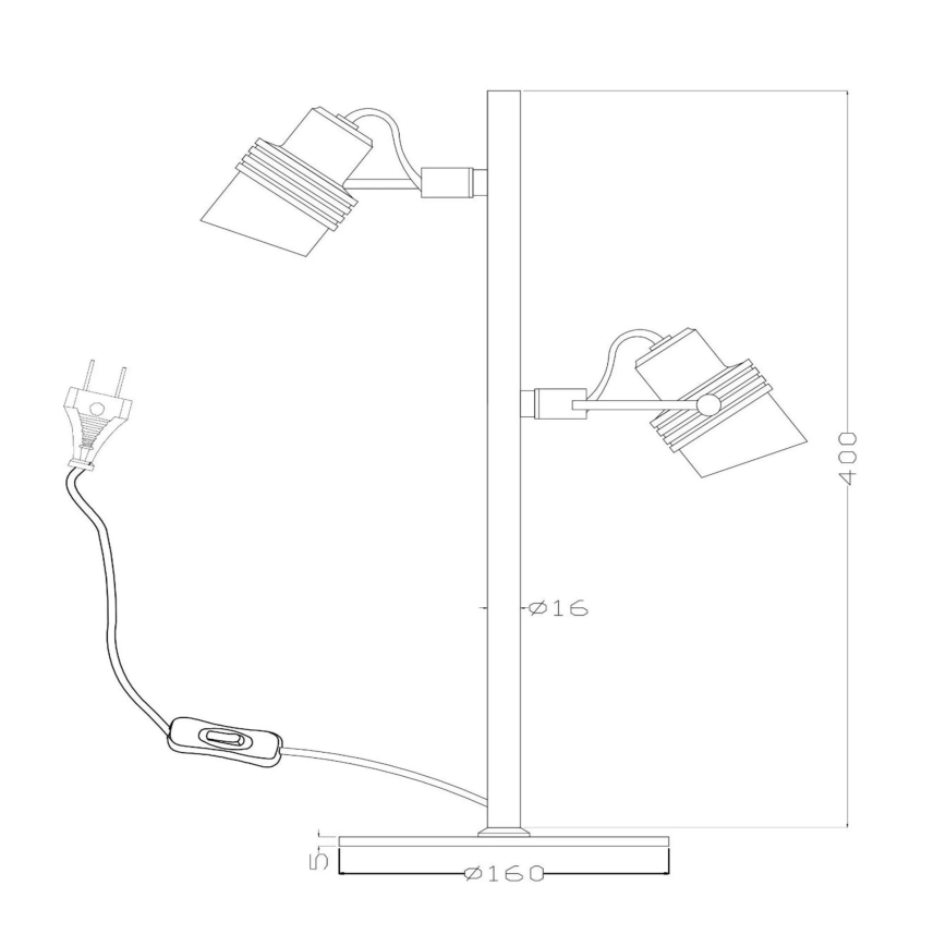 Lucide 34544/02/30 - Asztali lámpa TUNDRAN 2xGU10/5W/230V fekete