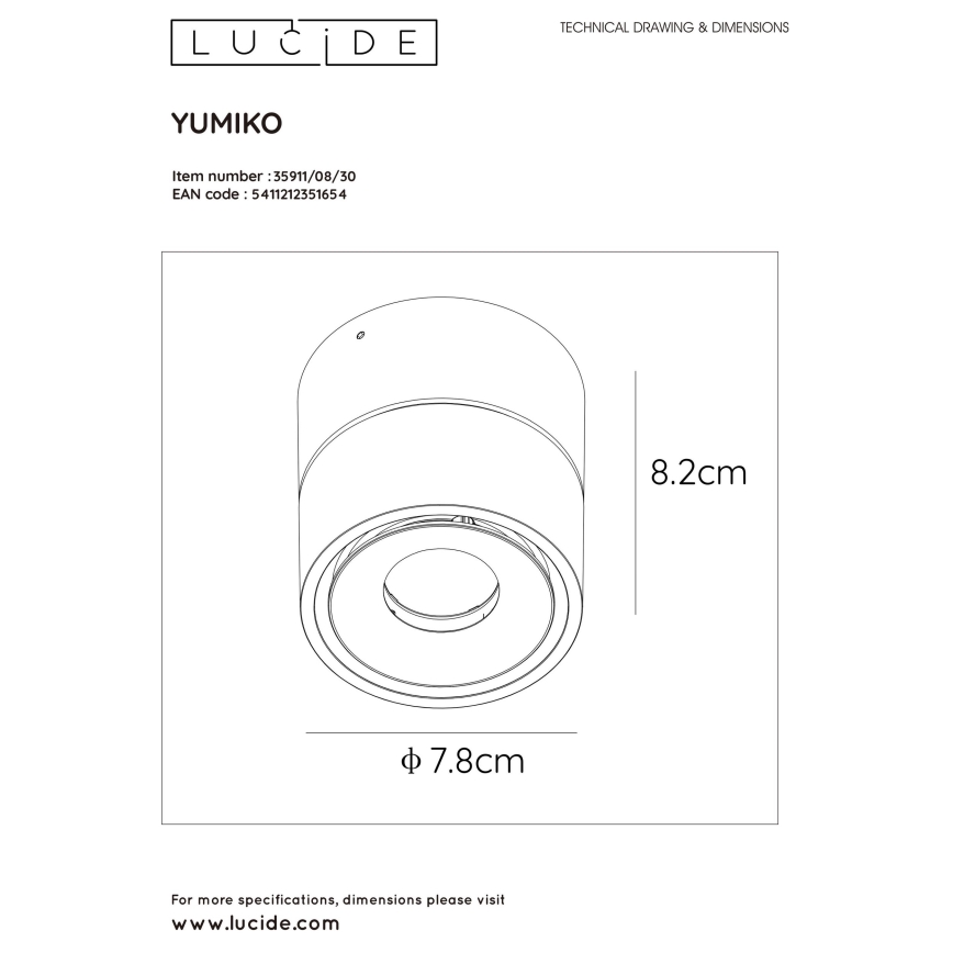Lucide 35911/08/30 - LED Dimmelhető spotlámpa YUMIKO LED/8W/230V fekete