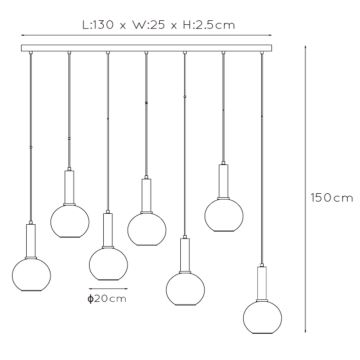 Lucide 45402/07/30 - Csillár zsinóron MARIUS 7xE27/40W/230V fekete