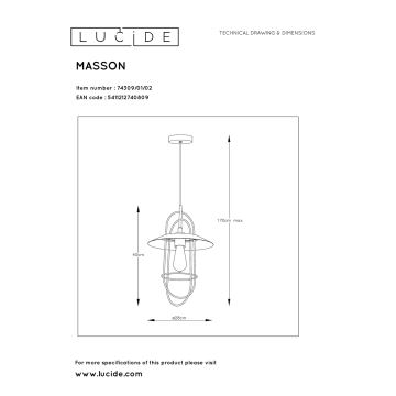 Lucide 74309/01/02 - Csillár zsinóron MASSON 1xE27/40W/230V arany