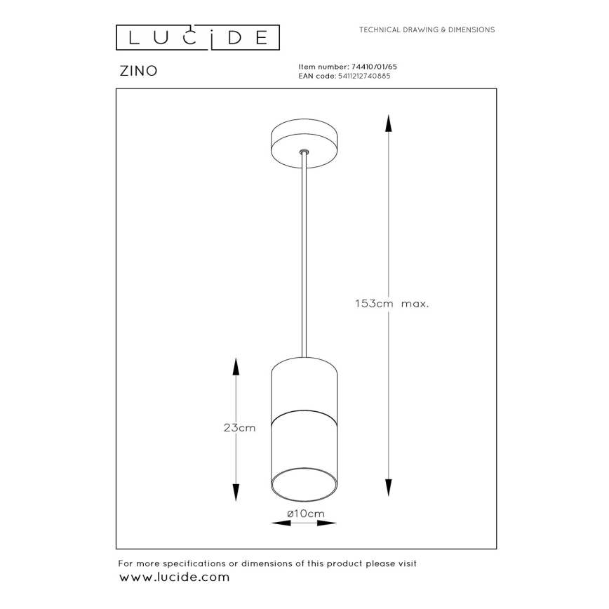 Lucide 74410/01/65 - Csillár zsinóron ZINO 1xE27/60W/230V fekete