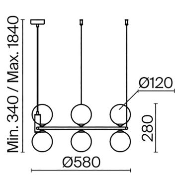 Maytoni MOD013PL-06BS1 - Csillár zsinóron RING 6xG9/25W/230V réz