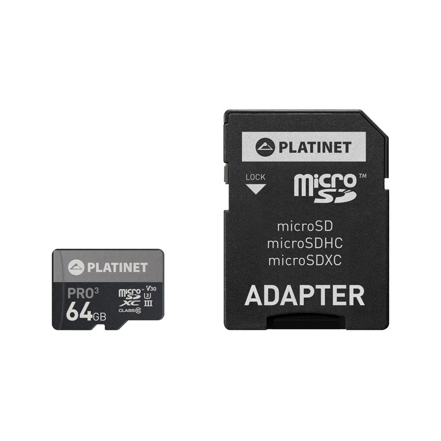 MicroSDXC 64GB U3 Pro A1 90MB/s + SD Adapter