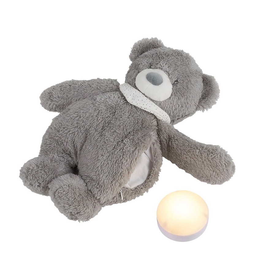 Nattou - Snuggle buddy dallammal és világítással SLEEPY BEAR 4in1 szürke