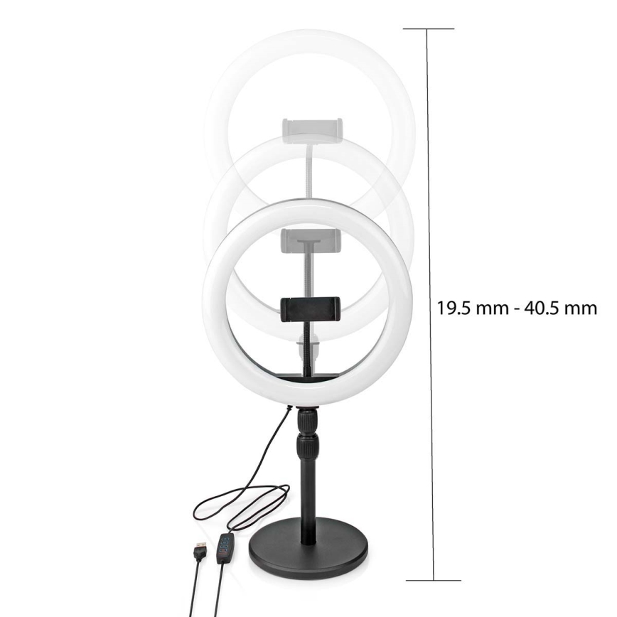 LED Dimmelhető lámpa állvánnyal és tartóval vloggoláshoz LED/6W/USB 2700-6700K