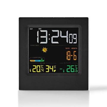 Meteorológiai állomás LCD kijelzővel, 230V fekete
