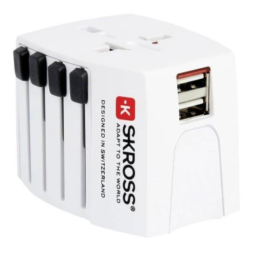 Nemzetközi utazó adapter 230V + 2x USB port