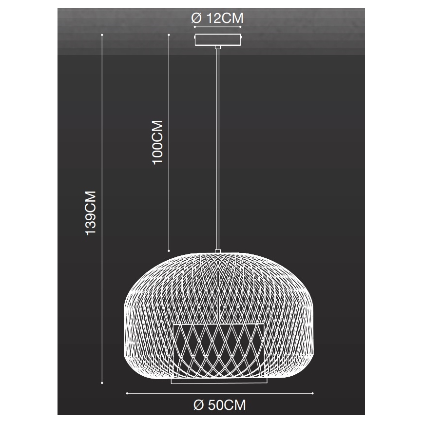 Nordlux - Csillár zsinóron HISOKA 1xE27/40W/230V fekete/bambusz