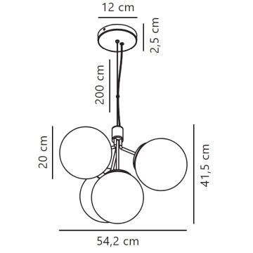 Nordlux - Csillár zsinóron IVONA 4xE27/28W/230V fekete