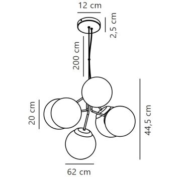 Nordlux - Csillár zsinóron IVONA 6xE27/28W/230V fekete