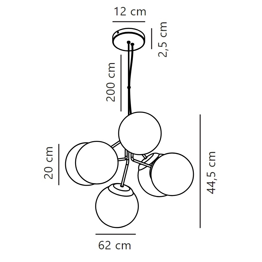 Nordlux - Csillár zsinóron IVONA 6xE27/28W/230V fekete