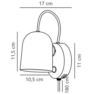 Nordlux - Fali spotlámpa -val USB port ANGLE 1xGU10/25W/230V fehér