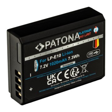 PATONA - Akkumulátor Canon LP-E10 1020mAh Li-Ion Platinum USB-C töltő