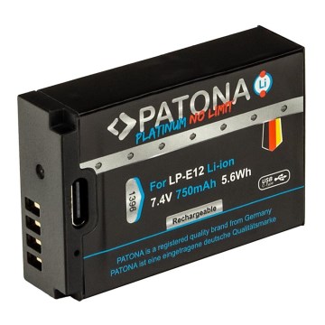 PATONA - Akkumulátor Canon LP-E12 750mAh Li-Ion Platinum USB-C töltő