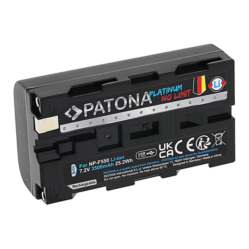 PATONA - Akkumulátor Sony NP-F550/F330/F570 3500mAh Li-Ion Platinum USB-C töltéssel
