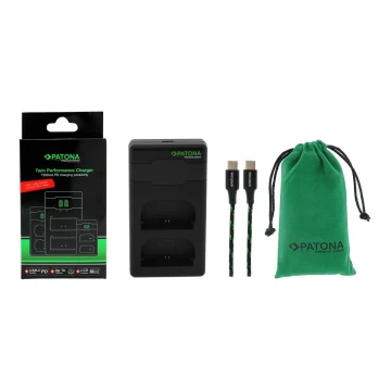 PATONA - Gyorstöltő Dual Canon LP-E6 + kábel USB-C 0,6m