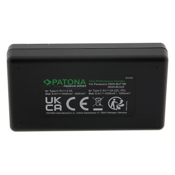 PATONA - Gyorstöltő Dual Panasonic DMW-BLF19 + USB-C kábel 0,6m