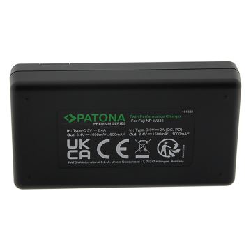 PATONA - Intelligens töltő Dual Fuji NP-W235 + kábel USB-C 0,6m