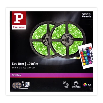 Paulmann 78980 - LED RGB/28W Dimmelhető szalag SIMPLED 10m 230V + távirányító