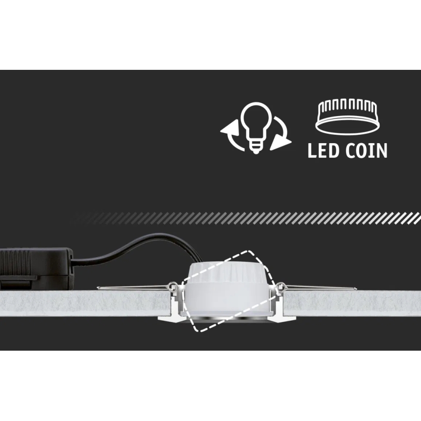 Paulmann 93080 - KÉSZLET 3xLED/6W IP23 Dimmelhető fürdőszobai függesztett mennyezeti lámpa COIN 230V