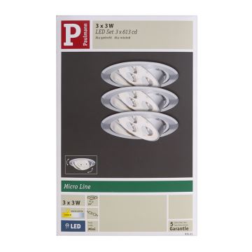 Paulmann 93541 - készlet 3 x beépíthető lámpa MICRO LINE 3xLED/3W/230V