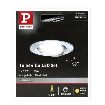 Paulmann 93946 - LED/6,8W IP23 Dimmelhető fürdőszobai fügesztett mennyezeti lámpa COIN 230V