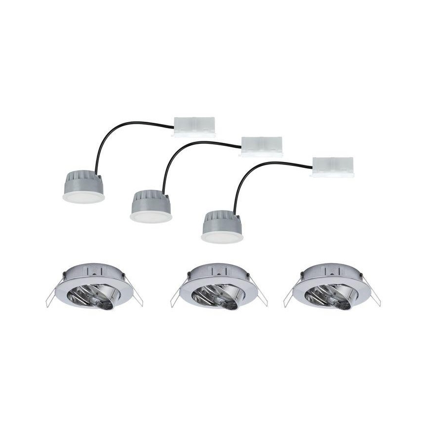 Paulmann 93966 - KÉSZLET 3xLED/7W IP23  Dimmelhető fürdőszobai beépíthető lámpa COIN 230V