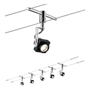 Paulmann 94081 - KÉSZLET 5xLED/5W Spotlámpa zsinórrendszerhez 230V fekete