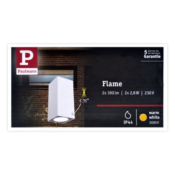 Paulmann 94330 - 2xLED/2,8W IP44 Kültéri fali lámpa FLAME 230V fehér