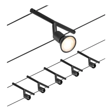 Paulmann 94446 - KÉSZLET 5xGU5,3/10W Spotlámpa zsinórrendszerhez SALT 230V fekete