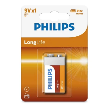 Philips 6F22L1B/10 - cink-klorid elem 6F22 LONGLIFE 9V 150mAh