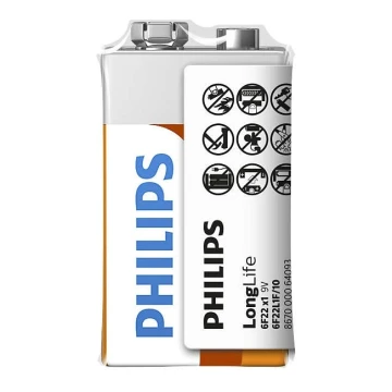 Philips 6F22L1F/10 - cink-klorid elem 6F22 LONGLIFE 9V 150mAh