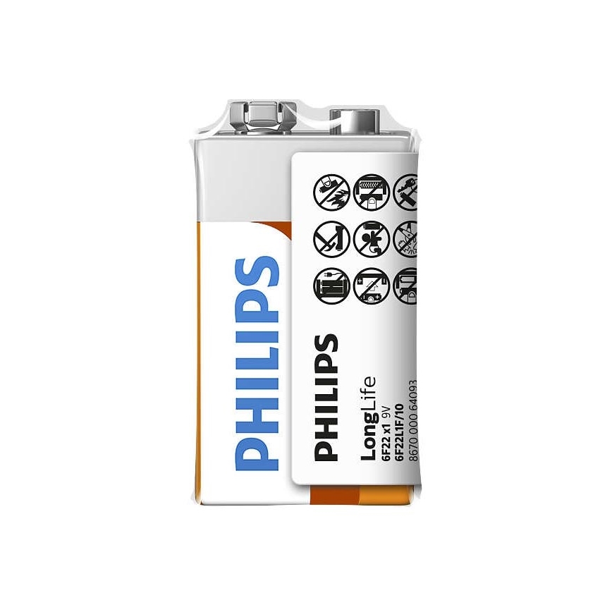 Philips 6F22L1F/10 - cink-klorid elem 6F22 LONGLIFE 9V 150mAh