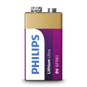 Philips 6FR61LB1A/10 - Lítium elem 6LR61 LITHIUM ULTRA 9V 600mAh