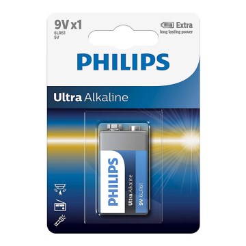 Philips 6LR61E1B/10 - Alkáli elem 6LR61 ULTRA ALKALINE 9V 600mAh