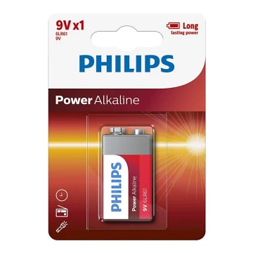 Philips 6LR61P1B/10 - Alkáli elem 6LR61 POWER ALKALINE 9V 600mAh