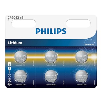 Philips CR2032P6/01B - 6 db lítium gombelem CR2032 MINICELLS 3V 240mAh
