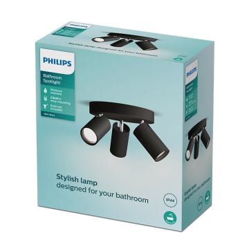 Philips - Fürdőszobai spotlámpa IDRIS 3xGU10/5W/230V IP44 fekete