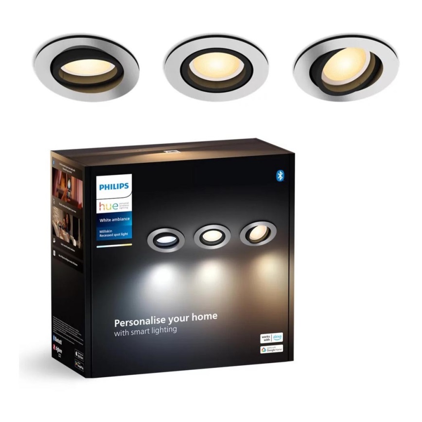 Philips - KÉSZLET 3x LED Dimmelhető beépíthető lámpa Hue MILLISKIN 1xGU10/4,2W/230 2200-6500K
