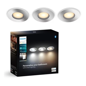 Philips - KÉSZLET 3x LED Dimmelhető fürdőszobai beépíthető lámpa Hue ADORE BATHROOM 1xGU10/4,2W/230V 2200-6500K IP44