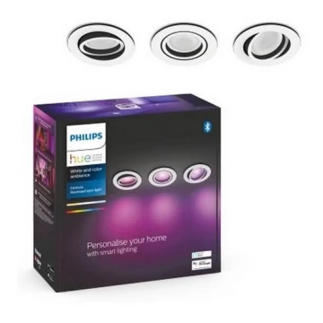 Philips - KÉSZLET 3x LED RGB Dimmelhető beépíthető lámpa Hue CENTURA 1xGU10/5,7W/230V 2000-6500K