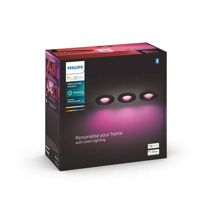 Philips -KÉSZLET 3x LED RGBW Dimmelhető fürdőszobai beépíthető lámpa Hue XAMENTO 1xGU10/5,7W/230V 2200-6500K IP44