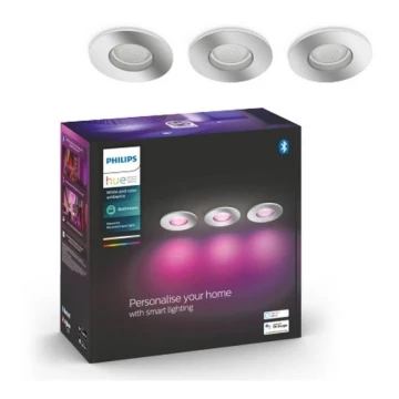 Philips - KÉSZLET 3xLED RGB Dimmelhető fürdőszobai lámpa Hue XAMENTO 1xGU10/5,7W/230V IP44 2000-6500K