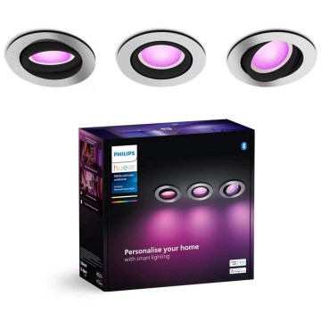 Philips - KÉSZLET 3xLED RGBW Dimmelhető függesztett mennyezeti lámpa Hue CENTURA 1xGU10/4,2W/230V 2000-6500K