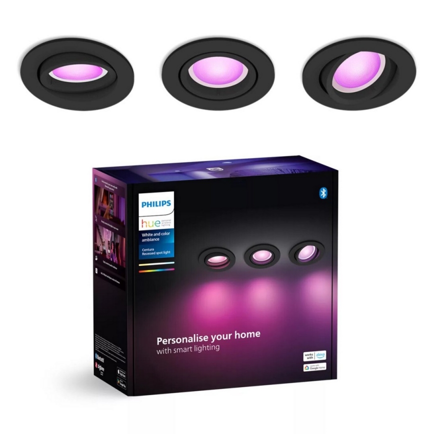 Philips - KÉSZLET 3xLED RGBW Dimmelhető függesztett mennyezeti lámpa Hue CENTURA 1xGU10/4,2W/230V 2000-6500K